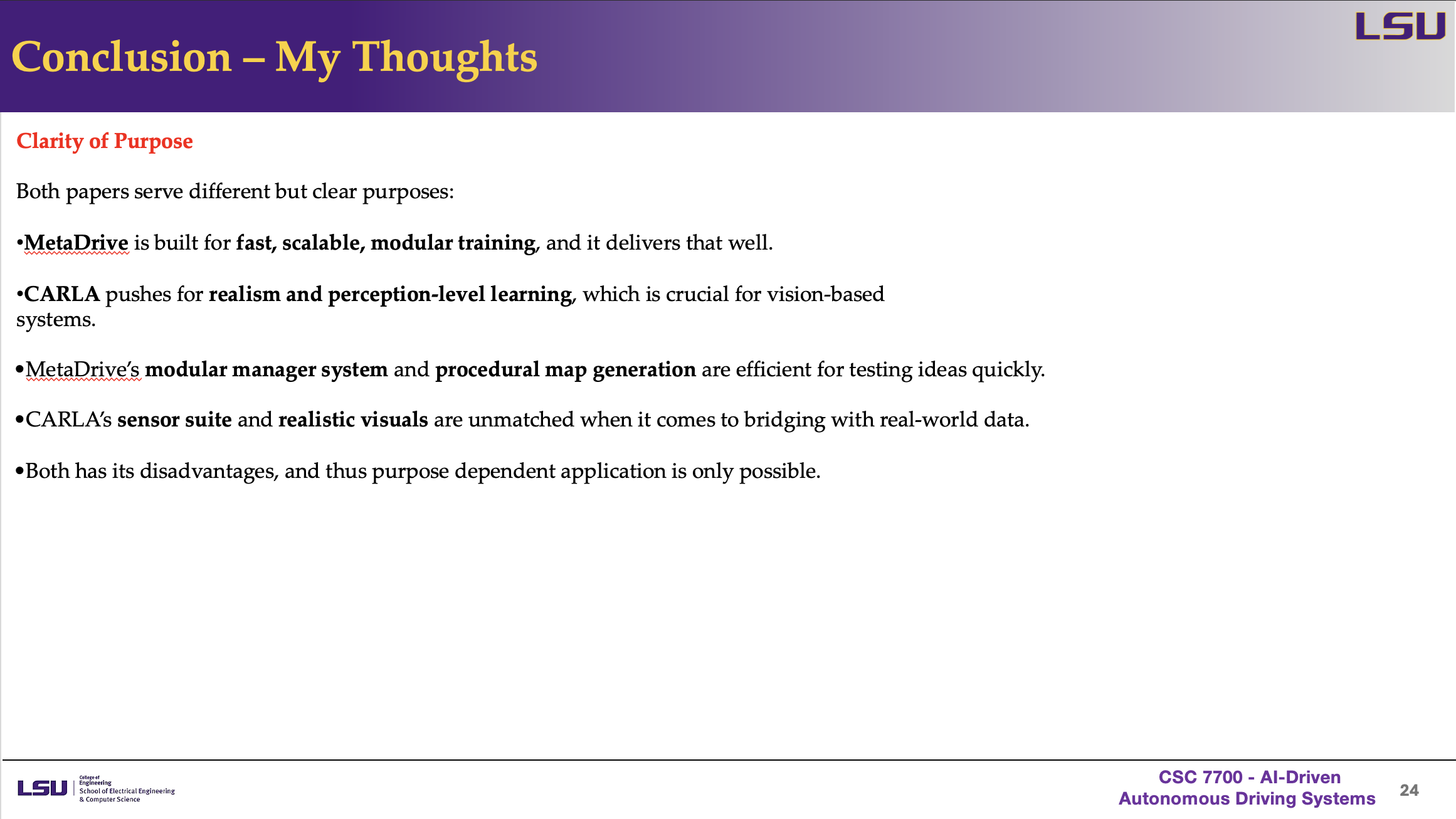 Conclusion - My Thoughts